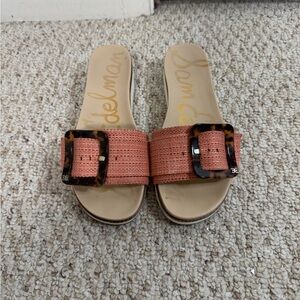 Sam Edelman Coral Slide Sandals with Tortoise Buckles size 9.5 M